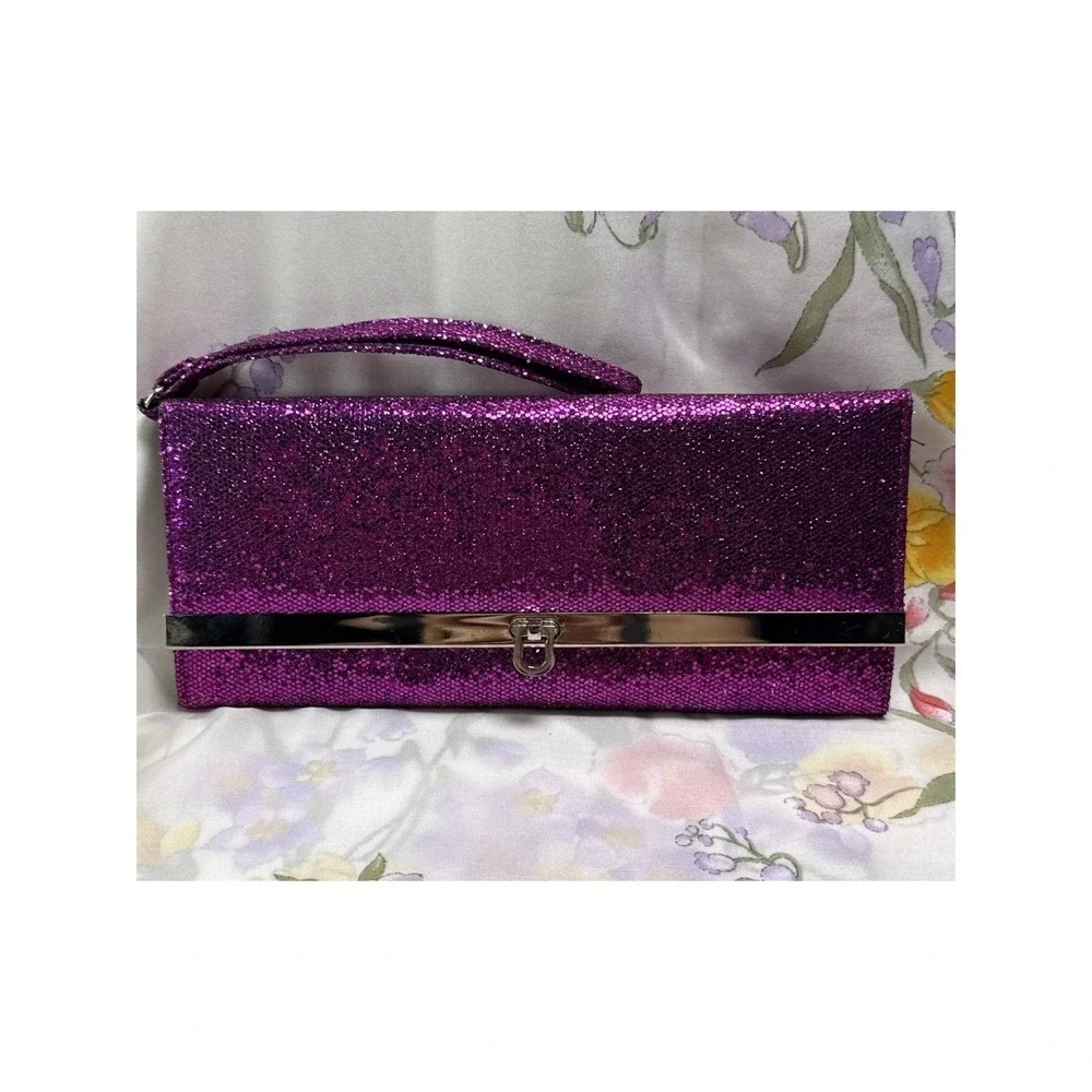 Mundi Westport Purple Glitter Clutch Wallet NWT Sparkly Evening ‎ 9